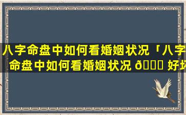 八字命盘中如何看婚姻状况「八字命盘中如何看婚姻状况 🐞 好坏」